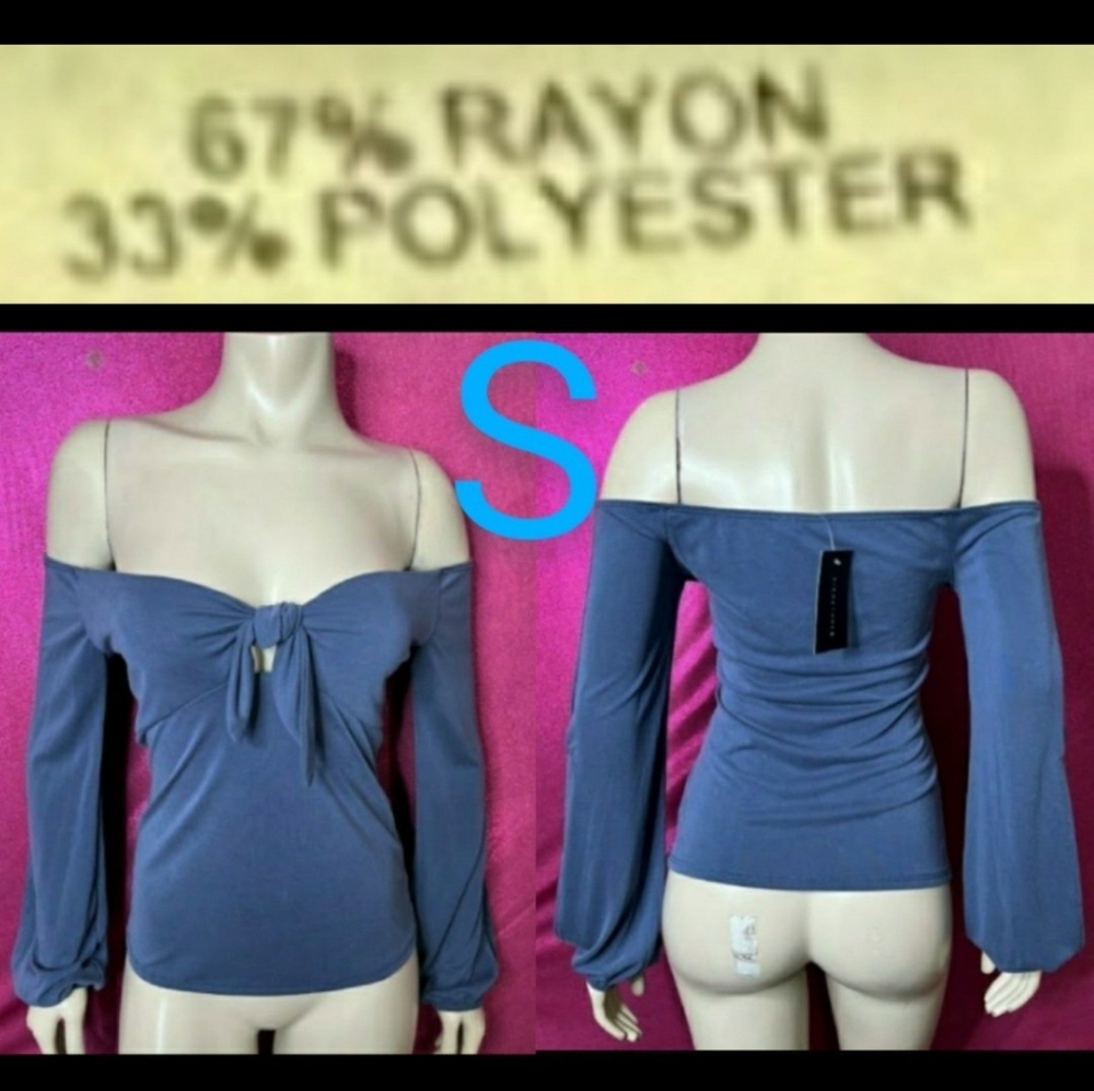 🆕Dusty Blue Off ShoulderLong Sleeve Blouse   Size S